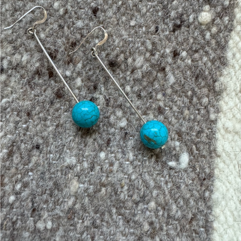SS Dangle Earrings with Faux Turquoise.